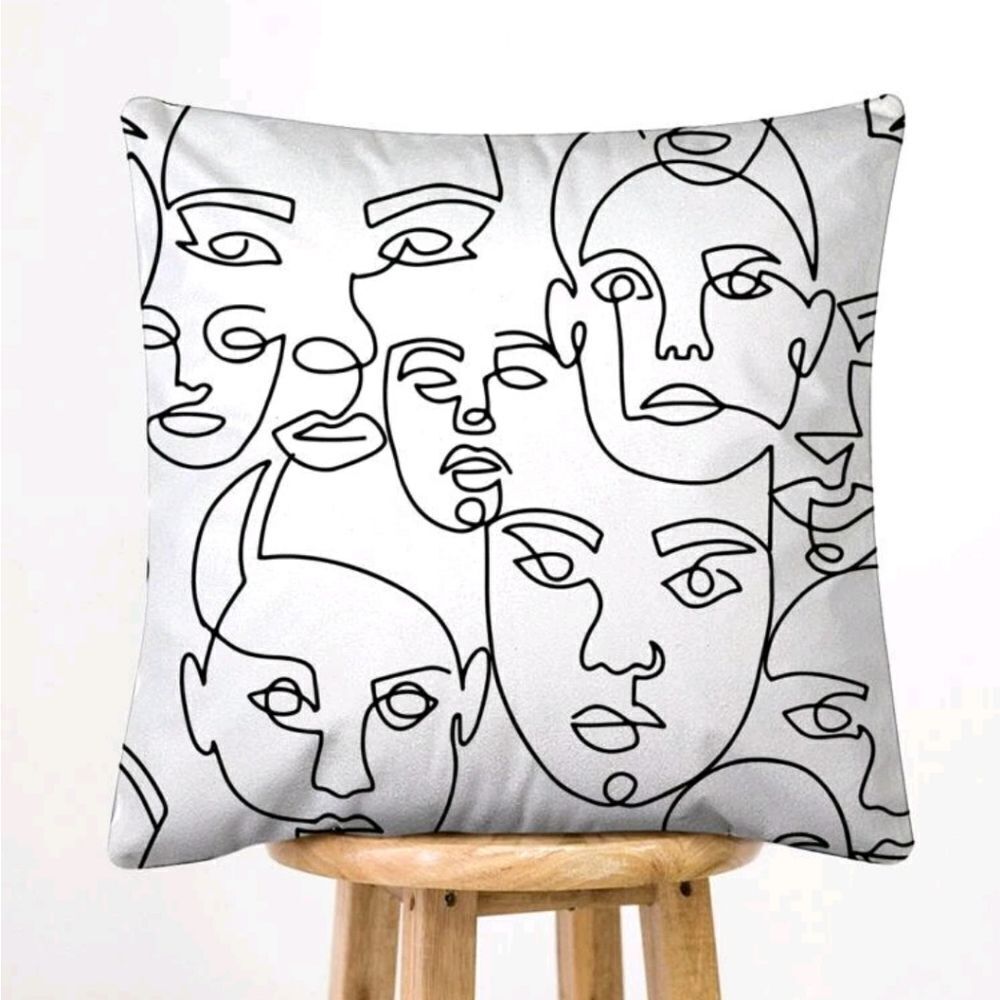 Abstract Faces Pillow Cover - Picture 3 of 4